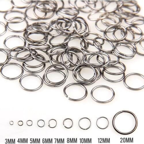 Gun Black Mixed Color 3/4/5/6/7/8/10/12/20mm Tone Metal Open Jump Rings Necklace Close Tool Ring DIY Jewelry Making
