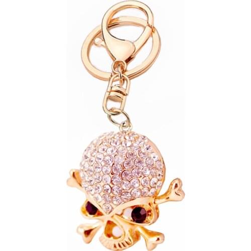 Metal Crystal Skull Key Ring Holder Women Bag Keyring Car Keychain porte clef Charms Handbag Pendant Chaveiros R165