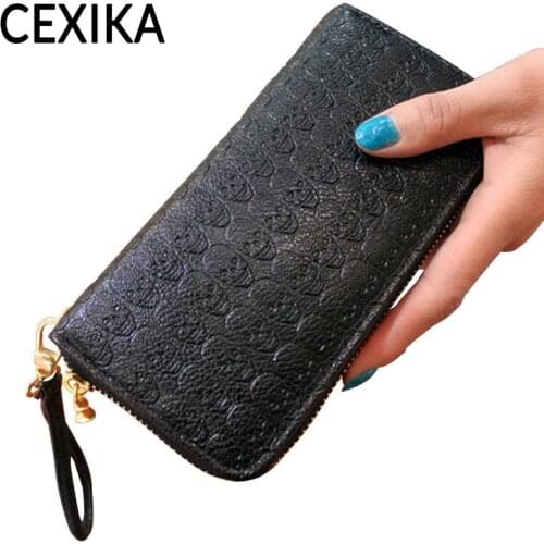 CEXIKA 2021 Fashion Skeleton Skull Wallet PU Leather Purse Women Wallets Female Purses Card Holders Carteira Purse Men Purse