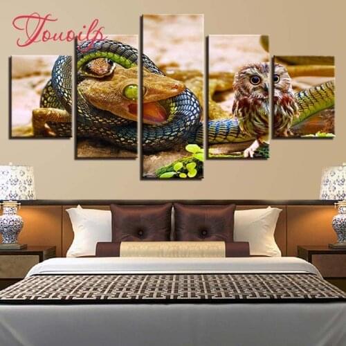 5D DIY Full Square&round Owl snake lizard 5pcs 5d Diamond Painting Combination diamond Embroidery Mosaic Home Decor painting