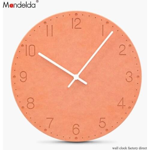 Mandelda Waterproof Home Decor Custom Made Wall Clock Large 11 inch Modern Accurate Luxury Circular Wooden Living Room Watches