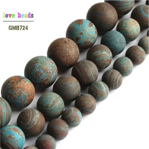 Natural Matte Blue Crazy Agates Stone Round Loose Beads for Jewelry Making DIY Bracelet 15'' Strand 6mm 8mm 10mm