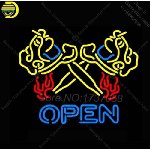 Flaming Tattoo Machine OPEN Neon Sign Neon Bulbs sign Handcraft Iconic Sign light Lamps Sign display advertise enseigne lumine