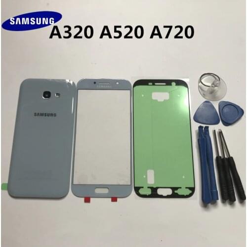 Original Samsung Galaxy A3 A320 A5 A520 A7 A720 A2017 Housing Back Glass Phone Rear Cover Battery Door+front glass lens+TOOLS