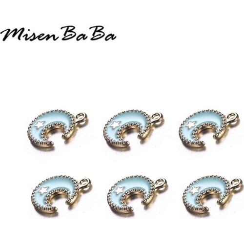 20PCS/lot Alloy Enamel Moon Charms Pendant For Jewelry Making DIY Earring Necklace Bracelet Accessories