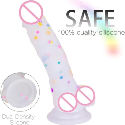 Realistic Jelly Particle Dildo Super Strong Suction Cup Erotic Dick Sextoy Woman Artificial Gode Penis G-Spot Simulation Strapon