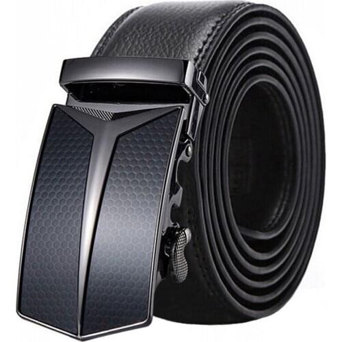 Business Men Belt Designer Best Quality Genuine Leather Auto-Buckle Belt Cowhide Male Strap Jeans Waistband Student Gift