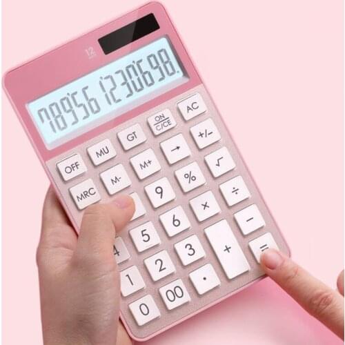 12 Digits Button Battery/Solar Calculator Handheld Electronic Calculators Multipurpose 25mm Large Display Finance Calculator