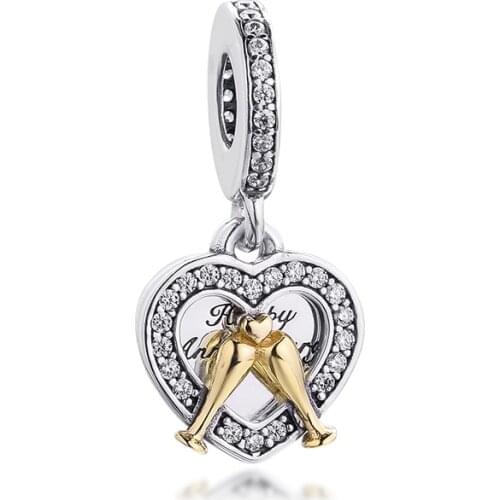 Happy Anniversary Dangle Charm Spring Collection 925 Sterling Silver Charms 2021 Bracelets Sparkling Beads for Jewelry Making