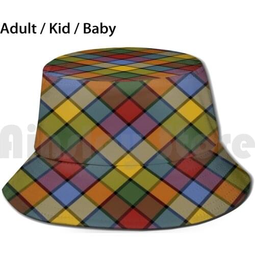 Just Checking Sun Hat Foldable UV Protection Tartan Check Checked Rainbow Yampimon Spectrum Polychrome Polychromatic