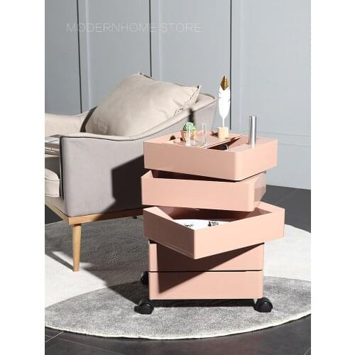 Modern Fashion Popular Ins loft design Colorful Swivel revolve removable storage cabinet drawer with Wheel Bedside Table 1PC