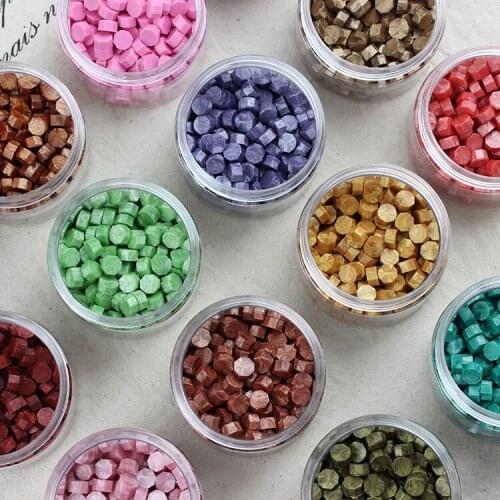 Sealing Wax Beads 30 Colors Collection Octagon Wax Seal Beads 200 pcs in Bottle Fine Nice Color Stamps Wax Beads