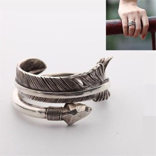 Vintage Hawk Feather Arrow Ring for Men Women Silver Size 7/9/11 Jewelry Gifts