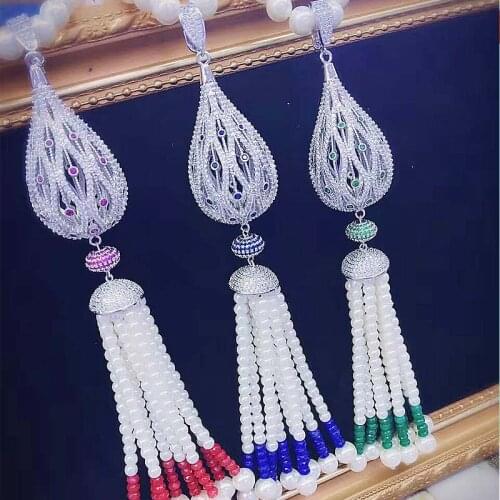 High-grade zircon micro inlay water drop buckle tassel pendant fashion long sweater chain link clasp