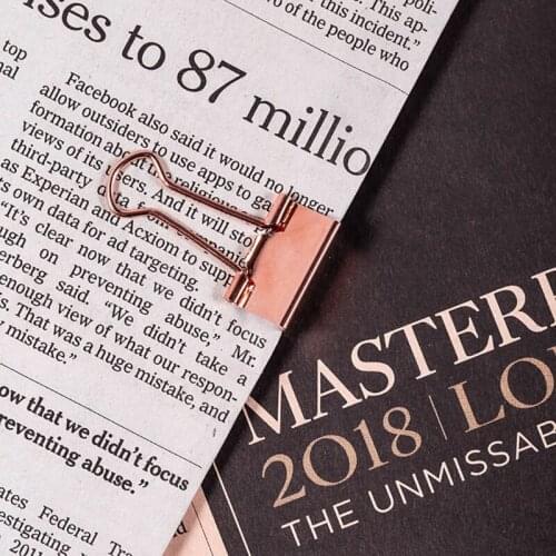 W3JD 25pcs/box Rose Gold Binder Clips Message Ticket Paper Clip Holder Organizer Office School Supplies