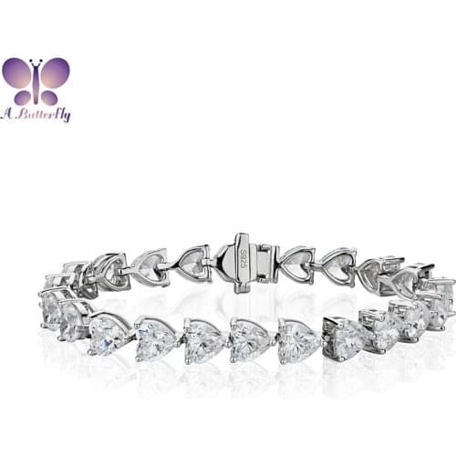 925 Sterling Silver High Carbon Diamond Bracelet Heart-Shaped Simulation Diamond 6*6mm Bracelet Stone Very Shiny Jewelry