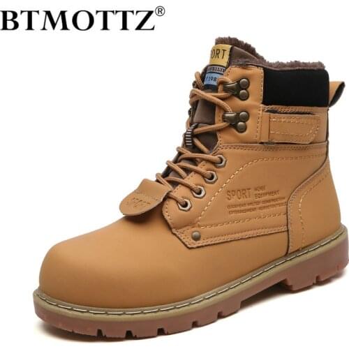 Winter Ankle Boots Men Casual Shoes Outdoor Autumn Leather Waterproof Work Tooling Mens Boots Warm Military Army Botas BTMOTTZ