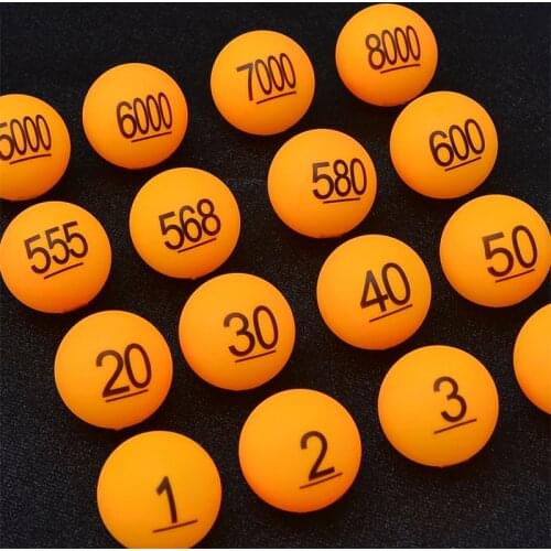 1-800 Lottery Ball Orange Digital Table Tennis Number Ball Tender Ball Touching game Ball