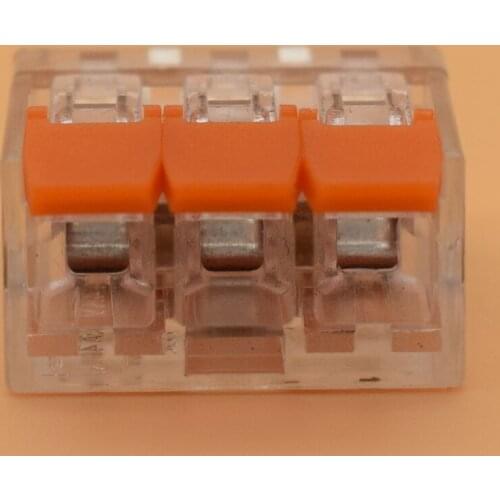 10pcs Connector 222-413 Universal Compact Wire Wiring Connector 3 pin Conductor Terminal Block With Lever AWG 24-12