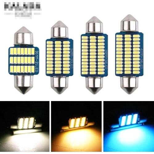 2X Festoon Car LED Lights Ice Blue Warm White C5W 31-36-39-41MM License Plate Lamp DC 12V Auto Dome Light led Interior Room Bulb