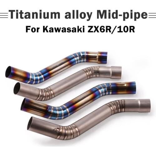51mm Mid Pipe for Ninja ZX6R ZX636 ZX10R Motorcycle Titanium Alloy Exhaust Pipe Slip On Delete Original Catalyst