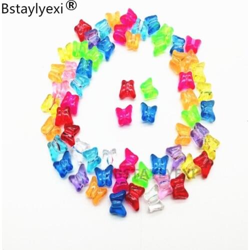 600pcs 300pcs 100pcs 50pcs 10X8mm Acrylic Transparent butterfly loose beads have holes clothing Mixed Colour Decorative crafts