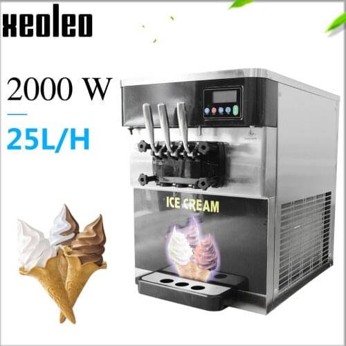 XEOLEO 3 flavors Soft Ice cream machine 2000W Commercial desktop Ice cream maker 22-28L/h Yogurt machine stainless steel