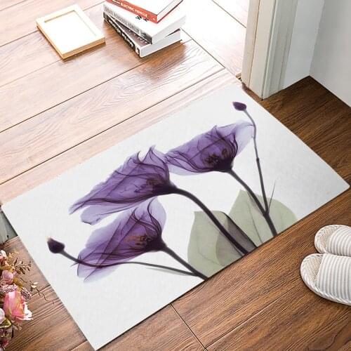 Contemporary Elegant Lavender Hope Flowers Door Mats Kitchen Floor Bath Entrance Rug Mat purple floral