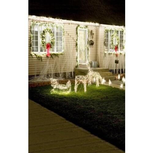 5x7ft Night House Lawn Lights Photography Backdrops Photo Props Studio Background