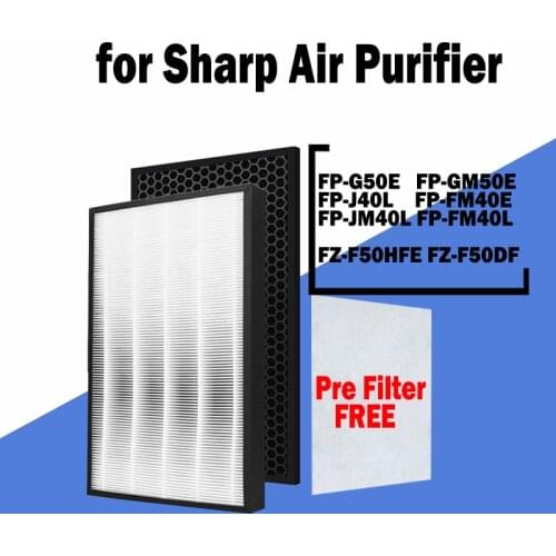 FZ-F50HFE FZ-F50DFE for Sharp FP-J40 FP-JM40 FP-G50 FP-GM50 Air Purifier Replacement HEPA Carbon Filter 380*240*32 /10mm