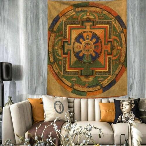 Hot sale Mandala tapestry Abstract geometry Art Wall Digital Printing Background cloth boho wall hanging farmhouse home decor
