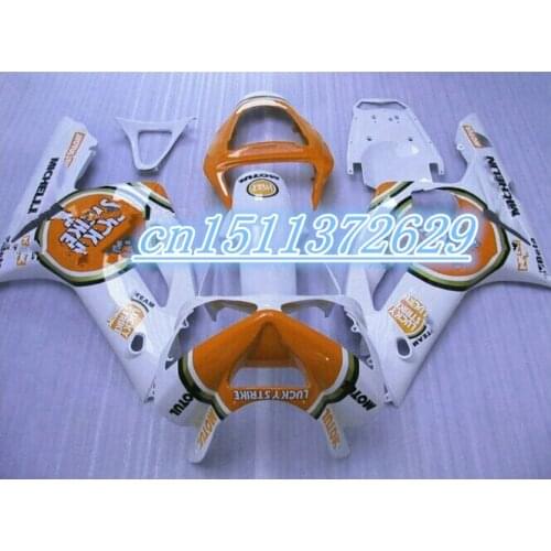 Dor-Motorcycle parts fairing kit for Kawasaki 2003 2004 ZX6R 636 Ninja white orange LUCKY STRIKE 03 04 aftermarket Fairings set