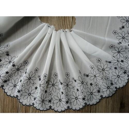 10Yds Exquisite Embroidered Black Flower Lace Trim High Quality Chiffon Fabric DIY Craft Sewing Dress Clothing Accessories 21cm