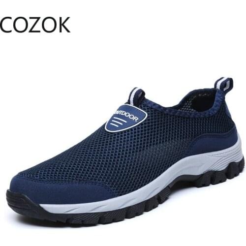Mens Shoes Breathable Slip-On Shoes Mens Sneakers Water Loafers Summer Mesh Zapatos De Hombre Casual Walking Shoes Men 39-49