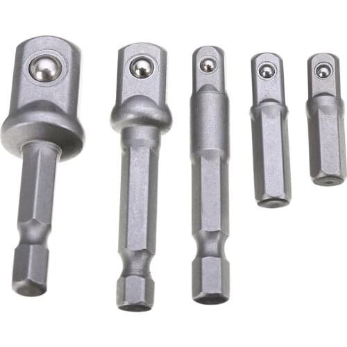 5Pcs/Set Socket Adapter Set Hex Power Drill Driver Socket Wrench Adapter Extension Bar Bit 1/4" 3/8" 1/2"