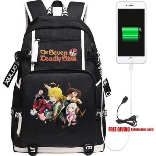 New Anime The Seven Deadly Sins Backpack Travel Shoulder Laptop Bags Cosplay Cartoon Kids Teens School Student Bags Bookbag