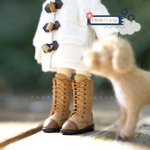 OB11 doll shoes Knight high boots British wind high boots Mosaic two-colour Blythe small cloth OB24 AZ clay GSC baby shoes acces