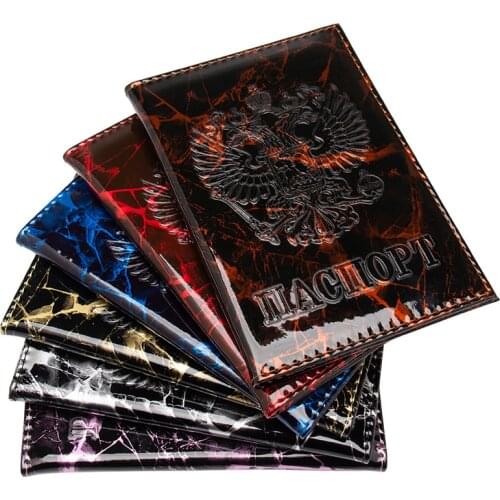 Russian Passport Cover Emblem Logo WomenTravelling Passport Holders Granite Pattern Men ID Card Holder Case Travel Wallet