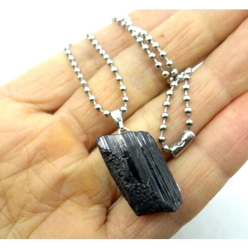 Wholesale natural black tourmaline tourmaline repair ore can be used charm pendant for diy jewelry making necklace Accessories