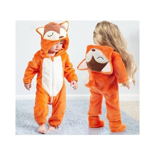 2021 New Pattern Plush Fox One Piece Pajamas Fit 18 Inch American&43cm Baby New Born Doll Clothes Accessories