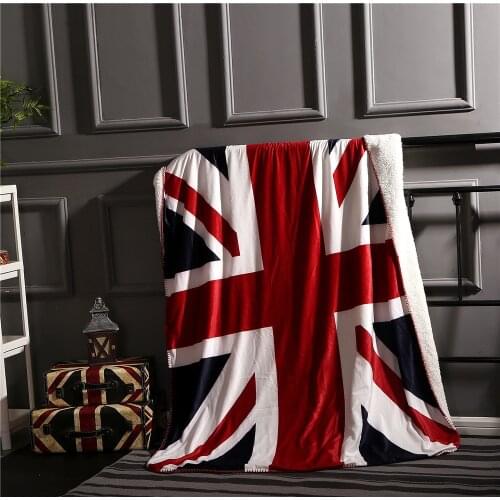 Bedding British Flag/American Flag Lamb Fleece Double-layer Blankets Air Conditioning Sofa Wool Blanket Throw Blanket 130x160cm