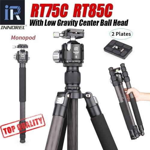 Professional Carbon Fiber Tripod INNOREL RT75C/85C Monopod add 360 Panoramic Low Gravity Center Ballhead For Digital DSLR Camera