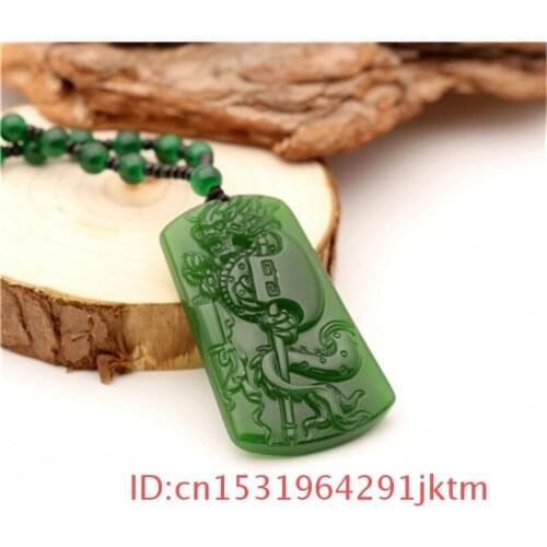 Hand Dragon Ax Jewelry Charm Necklace Jadeite Gifts Natural Fashion Men Jade for Amulet Women Green Chinese Pendant Carved