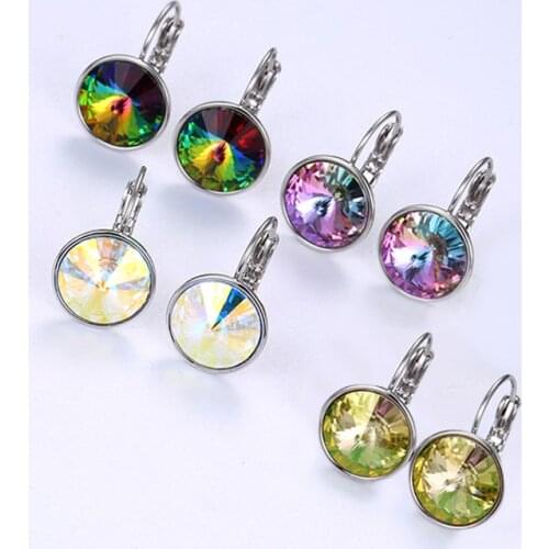 Austrian Crystal Stud Earrings For Girls New Fashion Round Bella Earings For Women Party Wedding Earrings Jewelry Lady Mom Gift