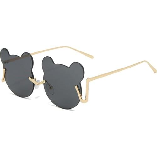 Frameless Cartoon Glasses Cool Bear Sun Glasses Fashion Candy Color Sunglasses 3461 oversized sunglasses