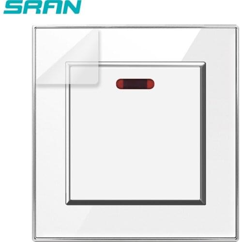 SRAN 20A switch with neon light acrylic panel kitchen water heater on/off wall switch air conditioner high power