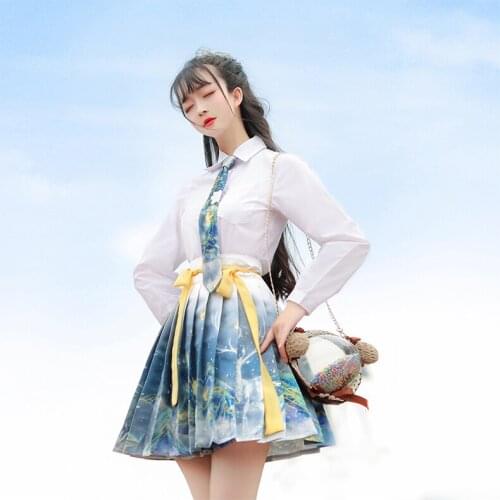 2021 traditional chinese fairy improved hanfu gauze gold stamping ming-made folk dance costume girl vintage festival outfit