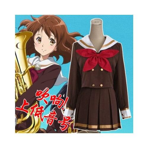 Hight Quality Anime Sound! Euphonium Oumae Kumiko JK School Uniform Woman Cosplay Costume Top + Skirt + Bowknot