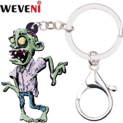 WEVENI Acrylic Halloween Anime Zombie Key Chain Pendant Ring Pendant Game Party Jewelry For Women Girls Party Bag Charm 2018