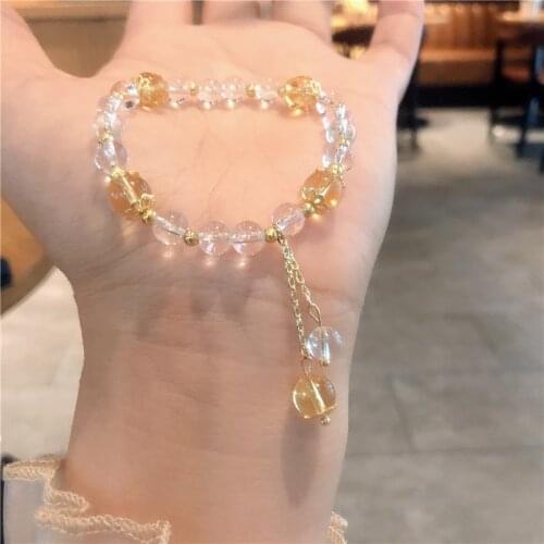 2021 New Yellow/purple Crystal Beaded Strand Bracelets for Women Female Party Vacation Fashion Jewelry Gifts for Friend YBR505